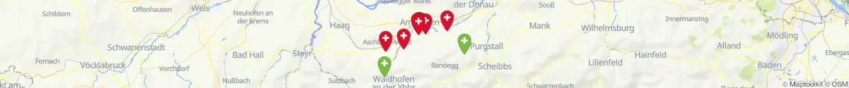 Kartenansicht für Apotheken-Notdienste in der Nähe von Amstetten (Amstetten, Niederösterreich)